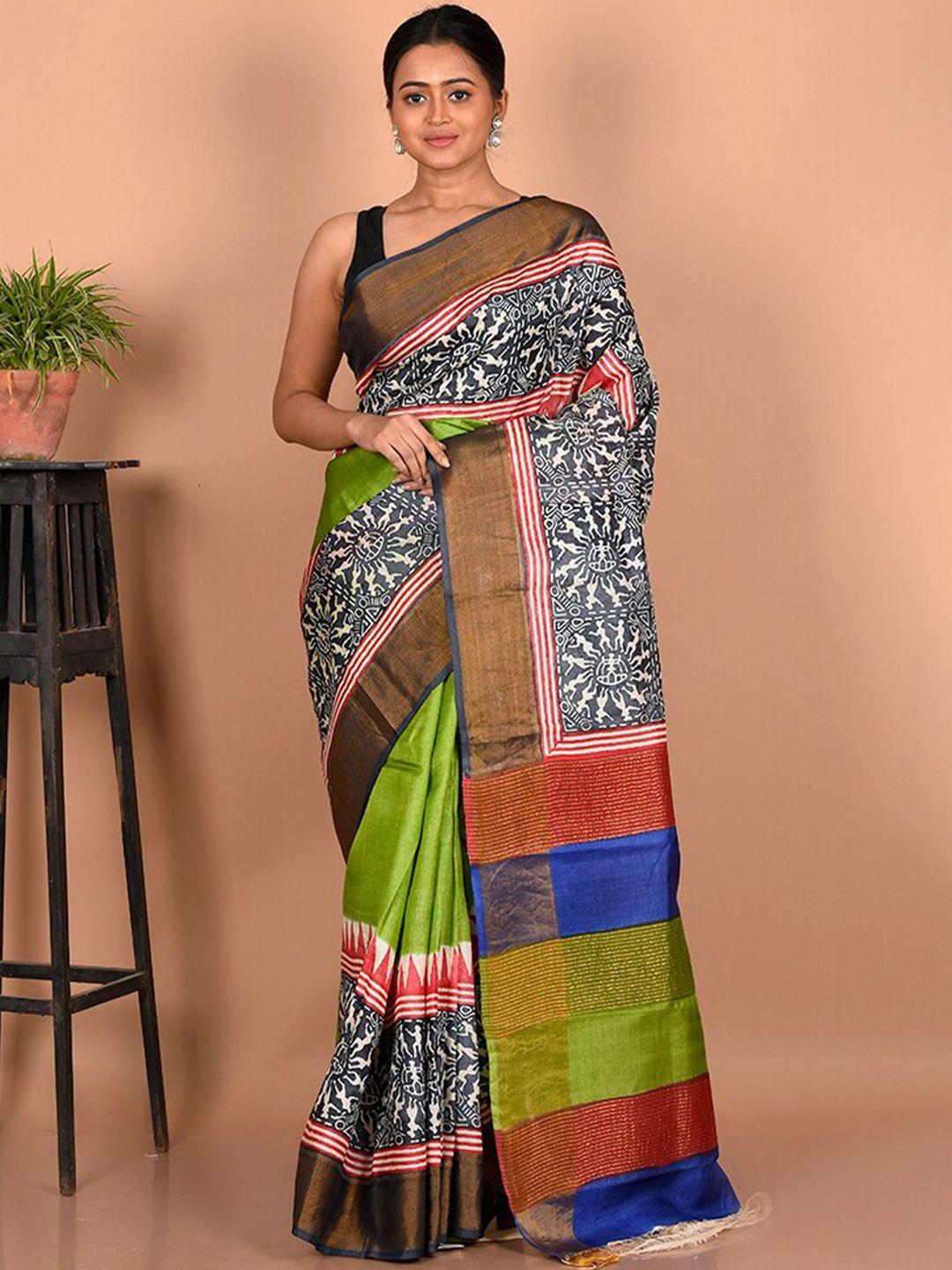 allsilks ethnic motifs zari silk blend tussar saree
