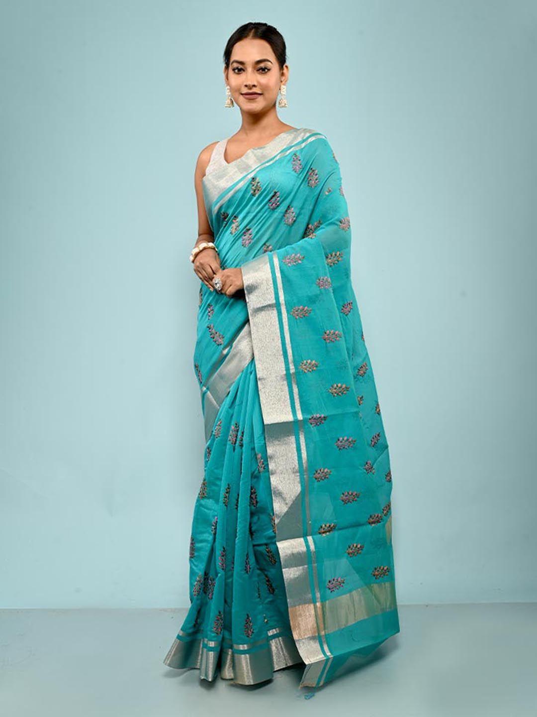 allsilks floral embroidered zari saree