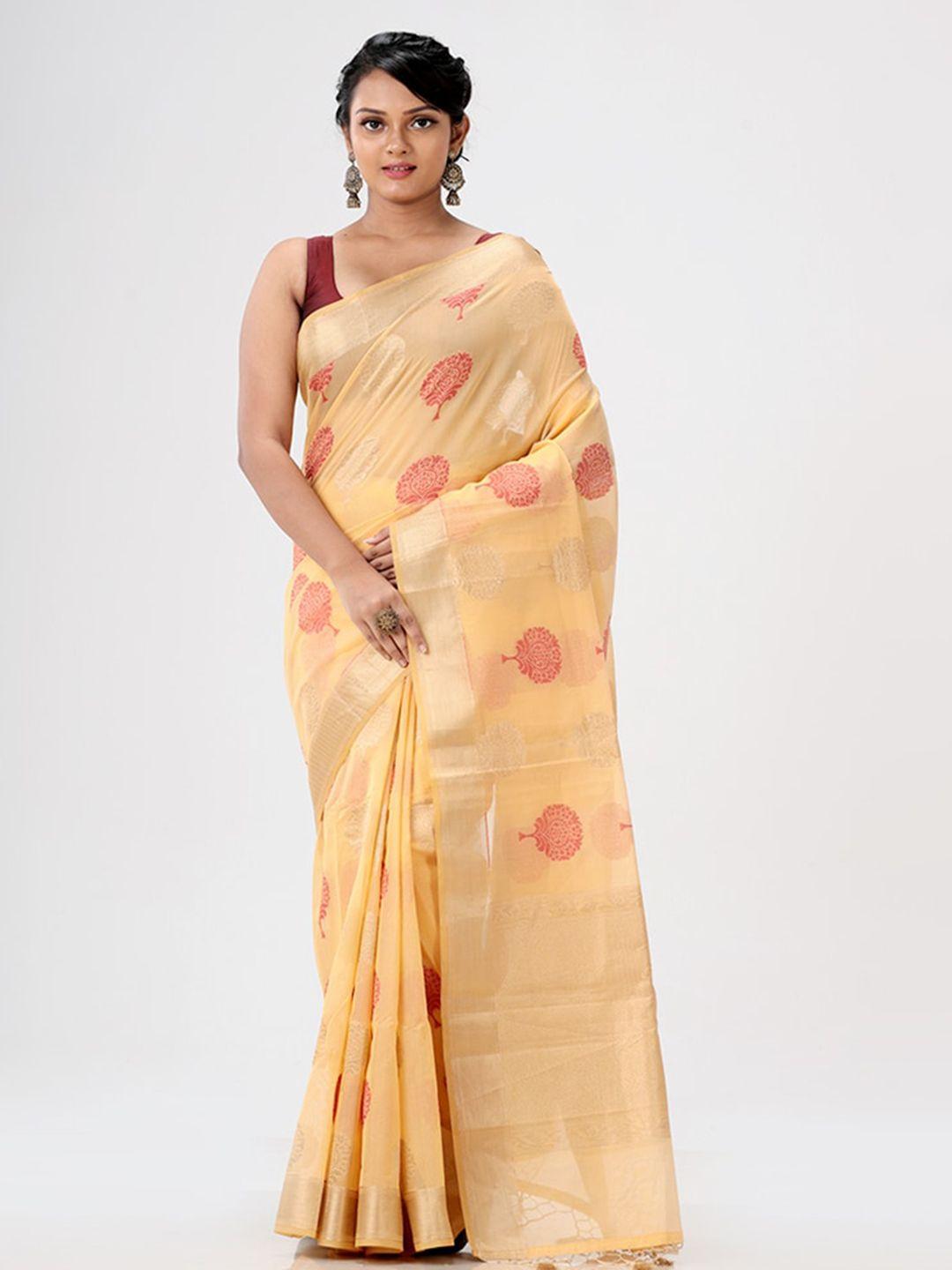 allsilks yellow & red ethnic motifs silk blend kota saree
