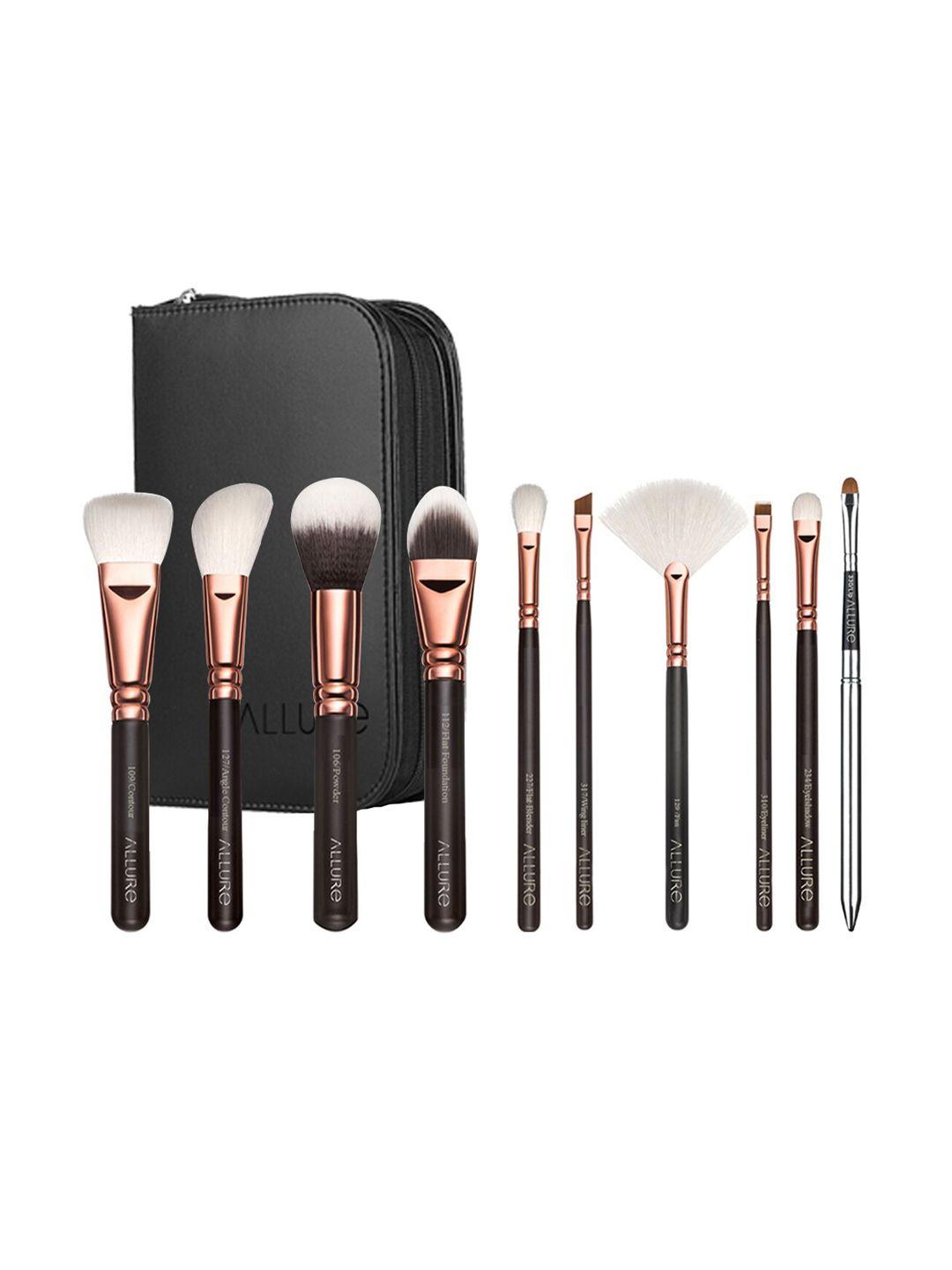 allure rose gold  black set of 10 makeup brushes - top10