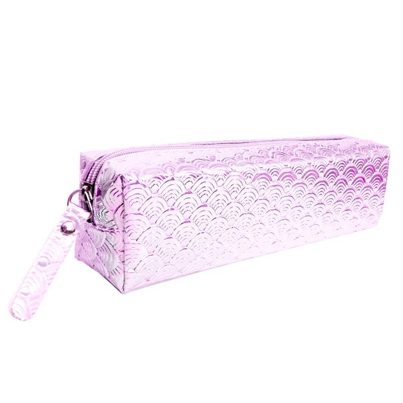 allure shiny cosmetic pouch - silver pink