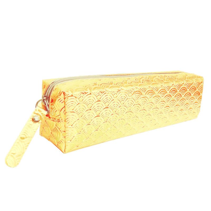 allure shiny cosmetic pouch - yellow
