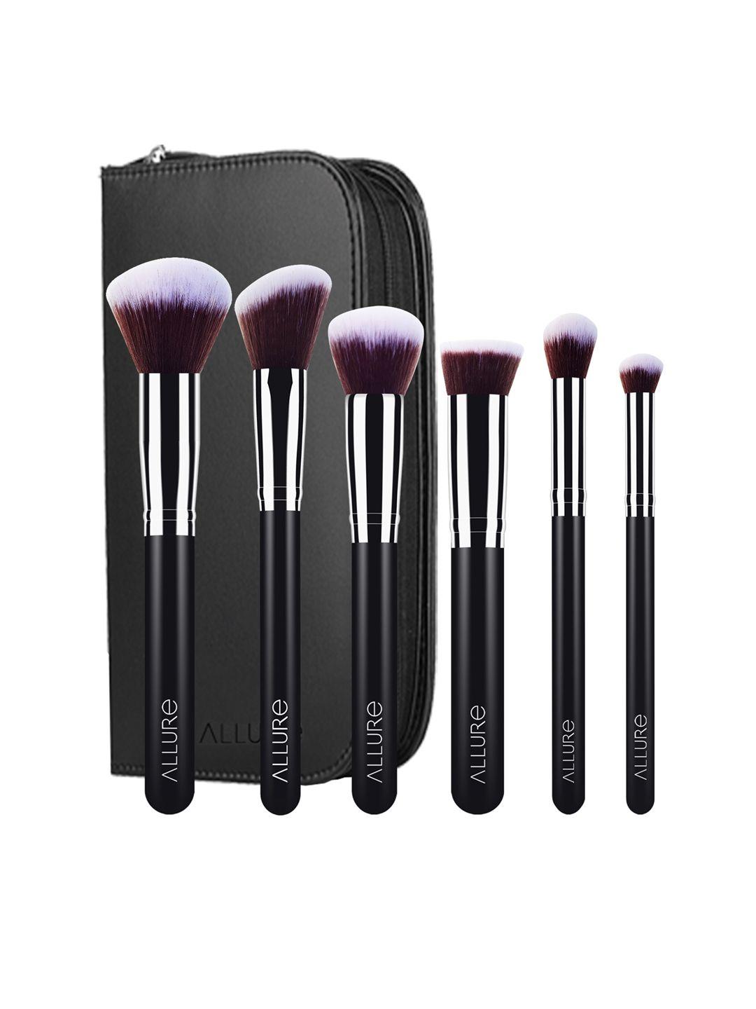 allure sskf-06 set of 6 makeup brushes - black