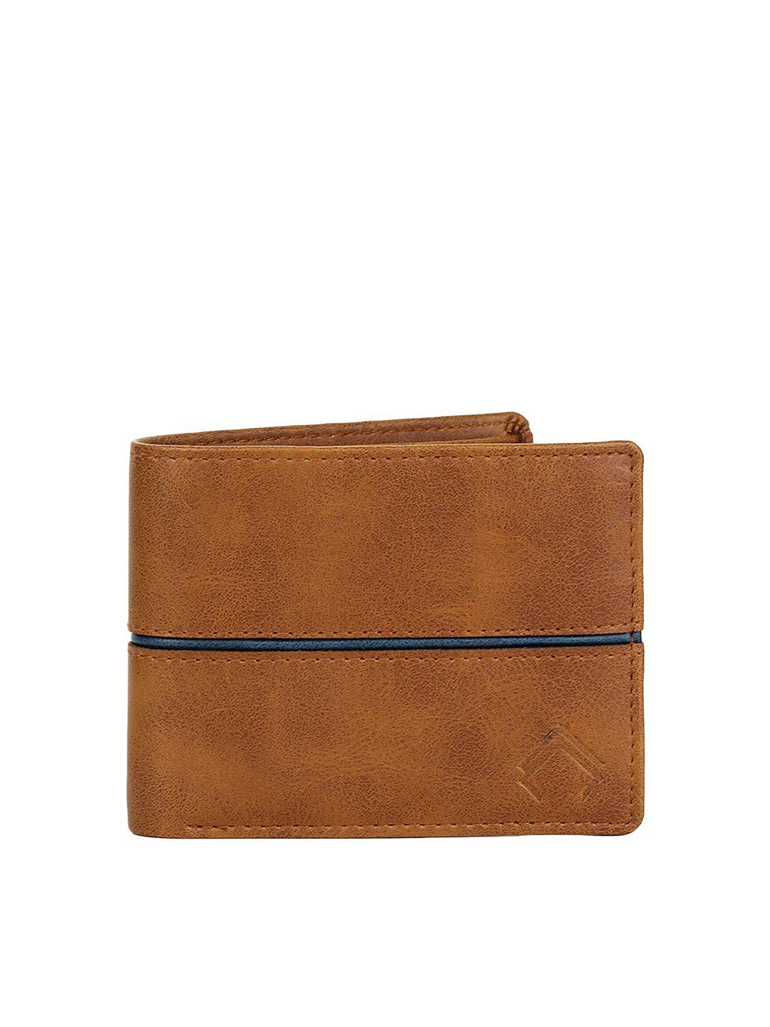 ally carter men mustard & brown pu two fold wallet