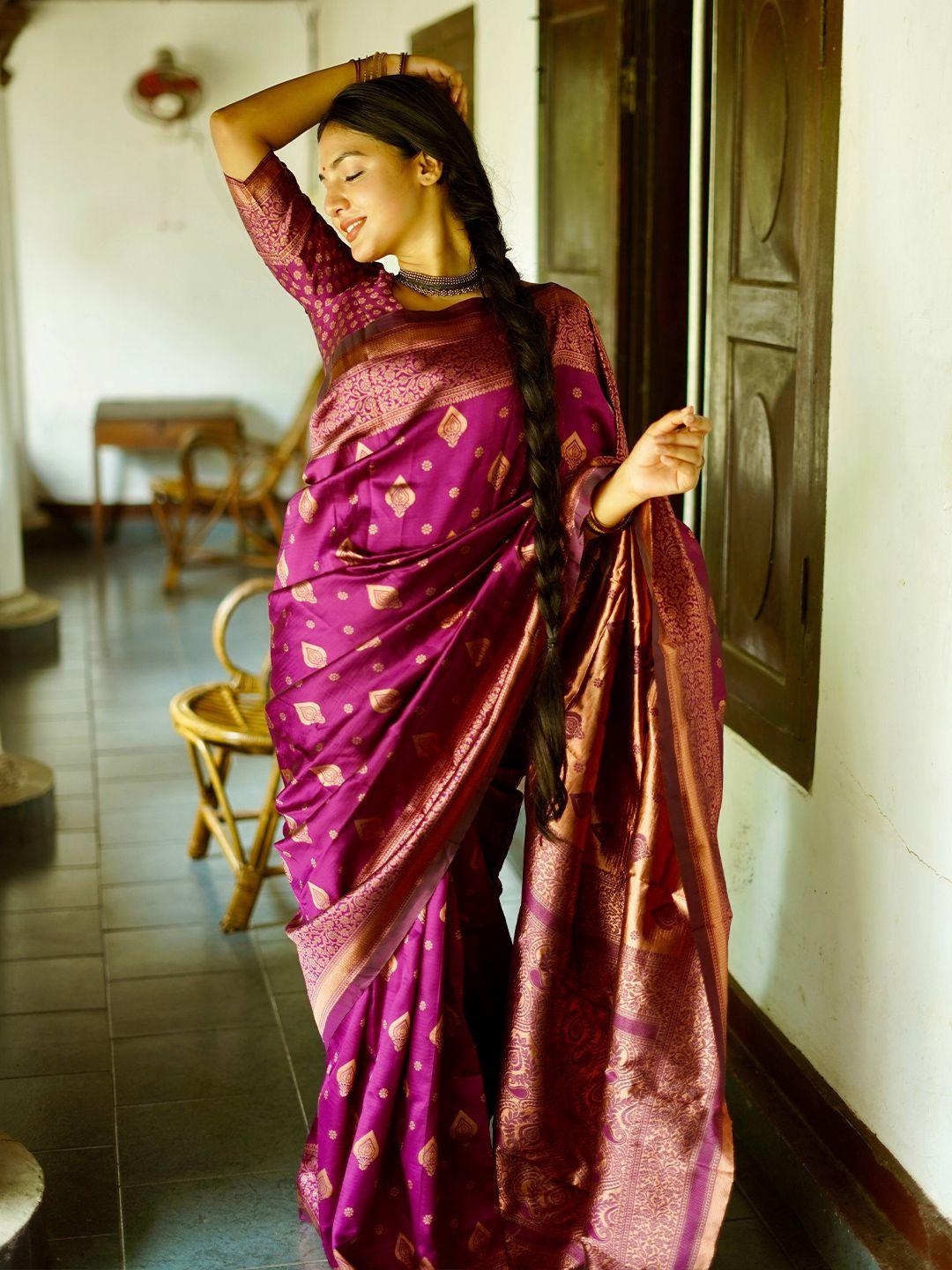 almaari fashion purple ethnic motifs pure silk designer kanjeevaram saree