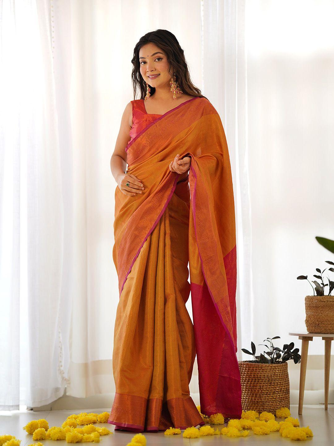 almaari fashion yellow ethnic motifs pure silk designer kanjeevaram saree