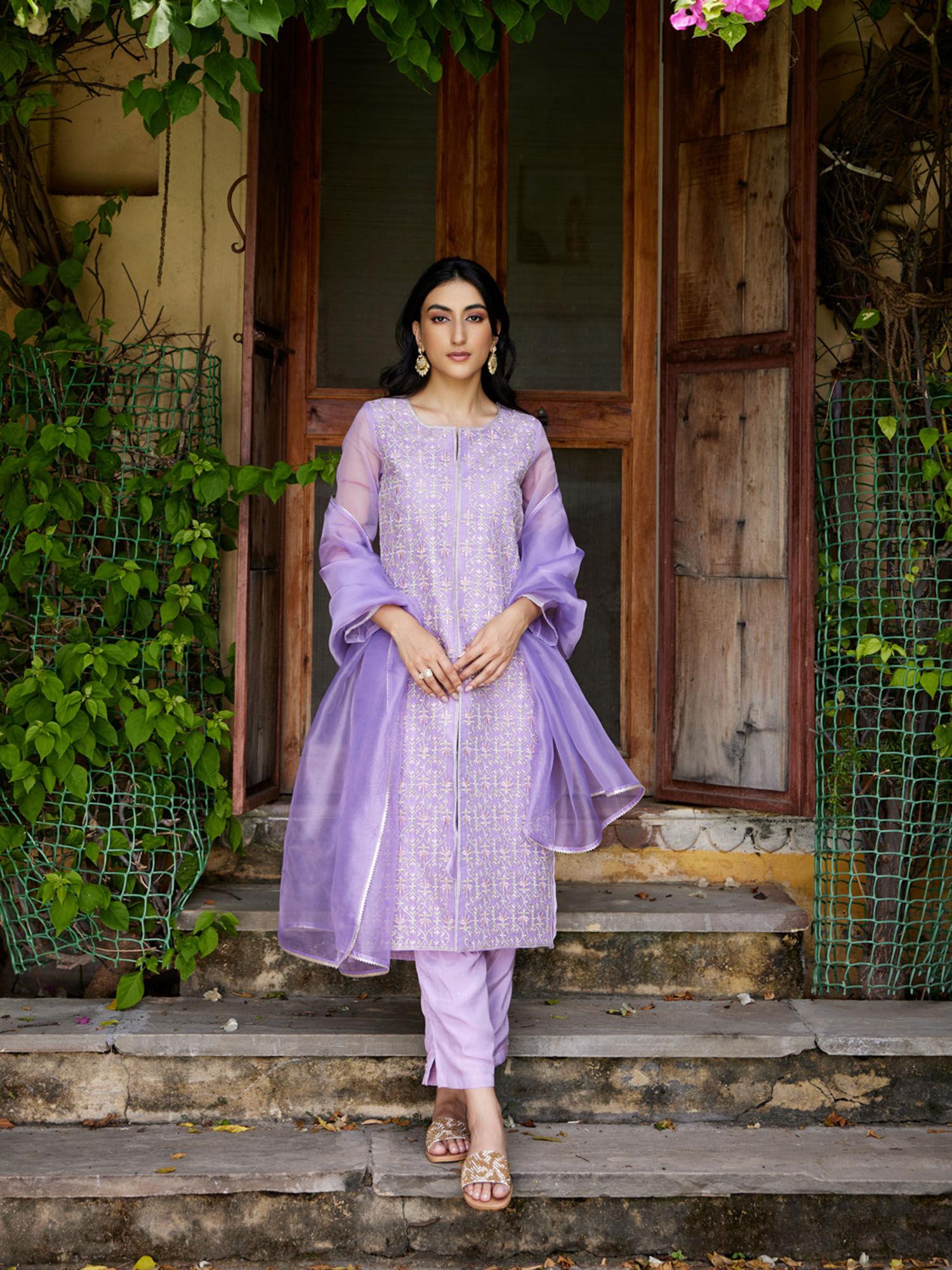 almiza kurta with pant & dupatta (set of 3)