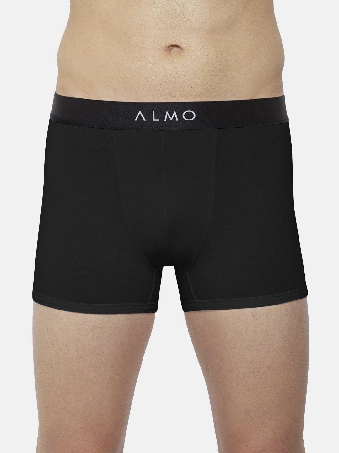almo wear men black solid slim-fit organic cotton trunks