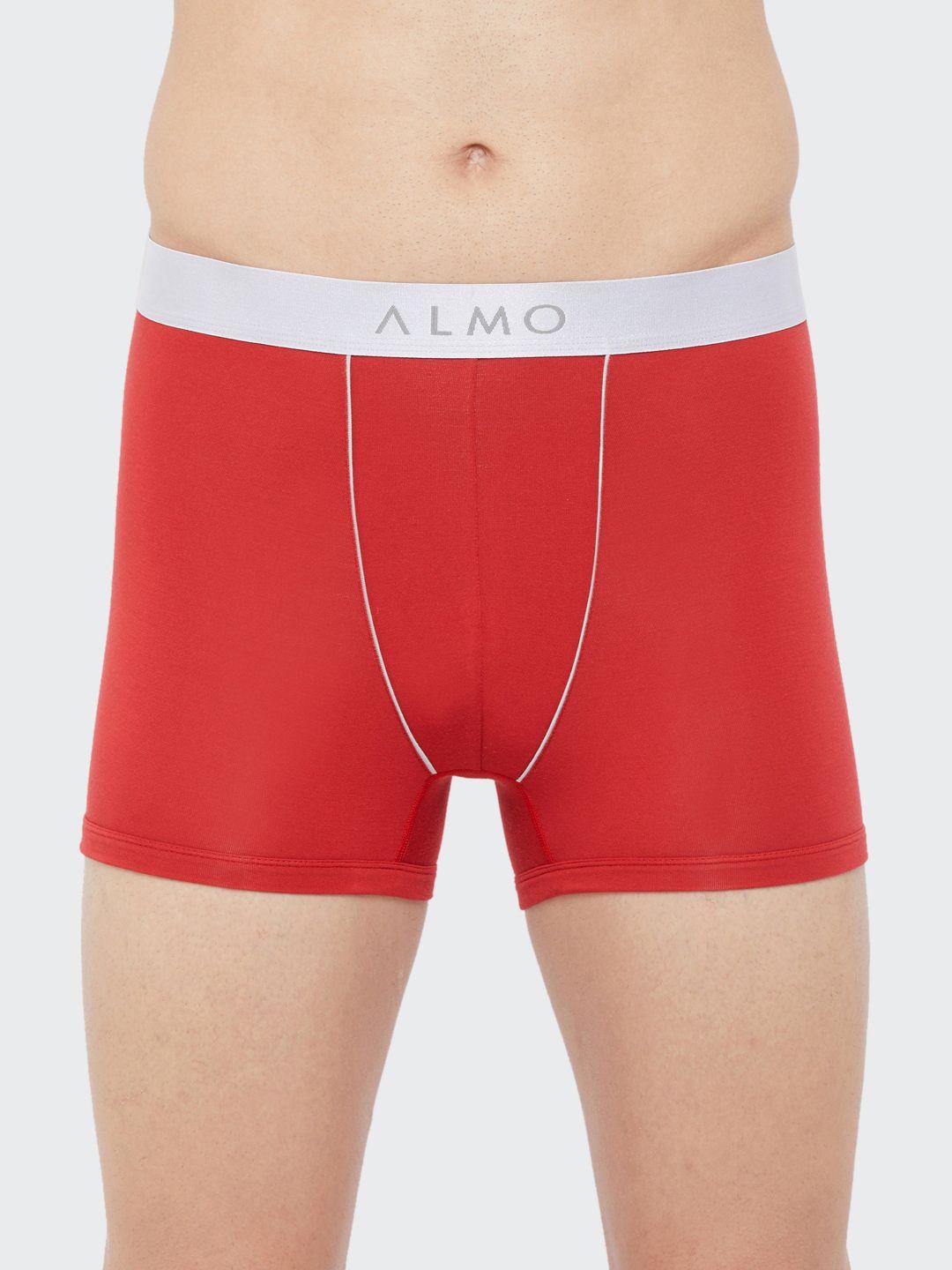 almo wear men red solid slim-fit dario classic trunks fabio-t-108