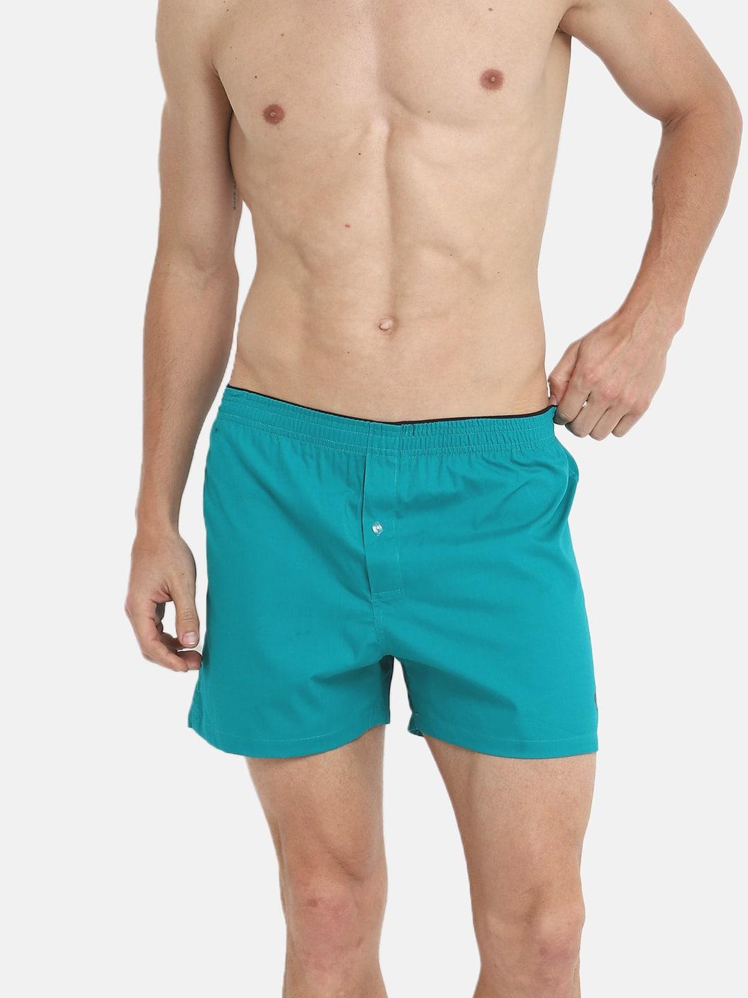 almo wear turquoise blue solid pure cotton boxers b002-s-121