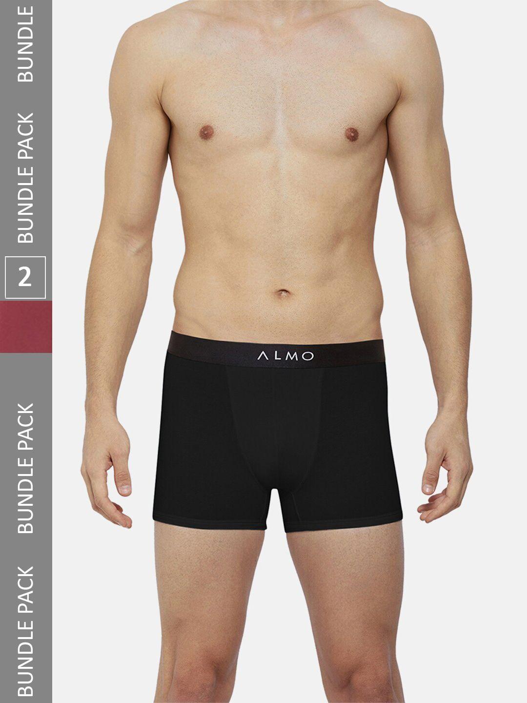 almo wear men pack of 2 combed cotton anti-bacterial metallic trunks