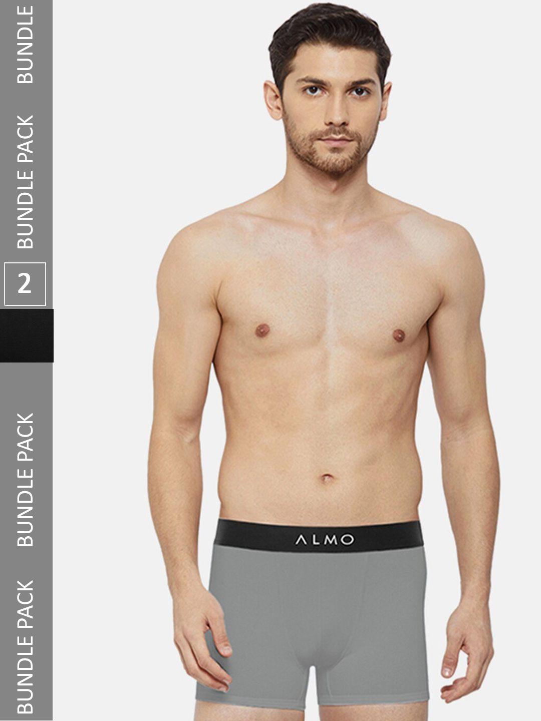 almo wear men pack of 2 mid-rise anti-bacterial cotton metallic trunks cred-oc-t-bsg