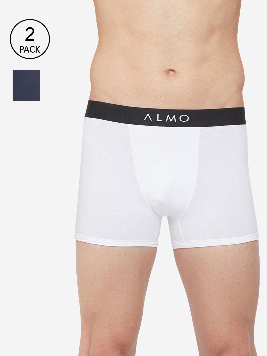 almo wear men pack of 2 solid micromodal slim-fit trunks cred-t-wbl