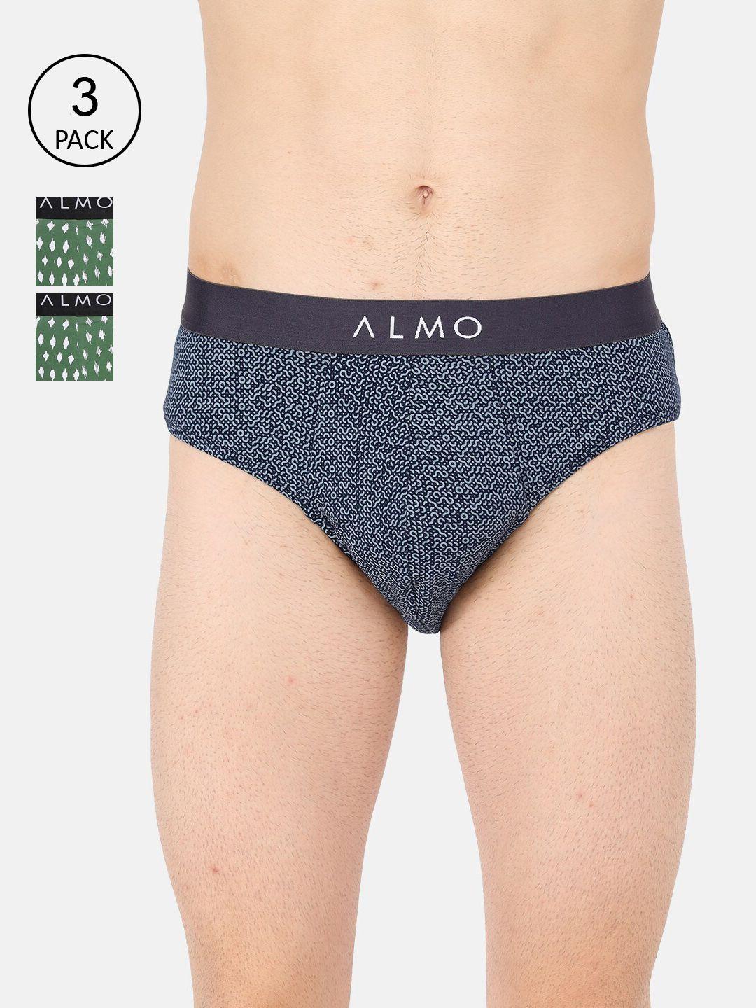 almo wear men pack of 3 printed organic cotton basic briefs