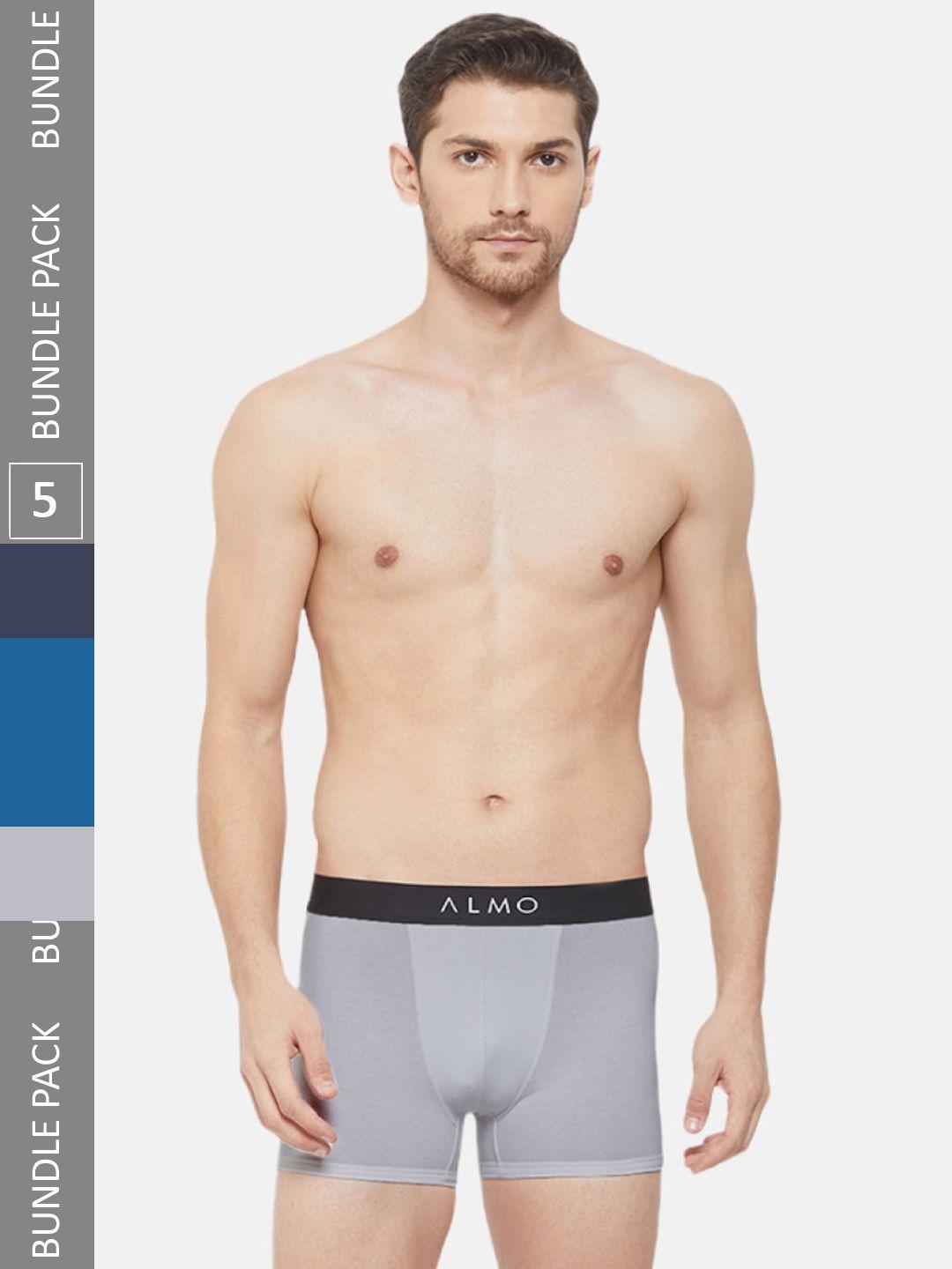 almo wear men pack of 5 4-way stretch anti-microbial finish trunks