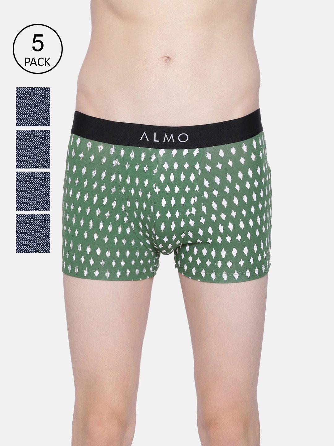 almo wear men pack of 5 printed cotton trunks am-oc-t-dgblblblbl