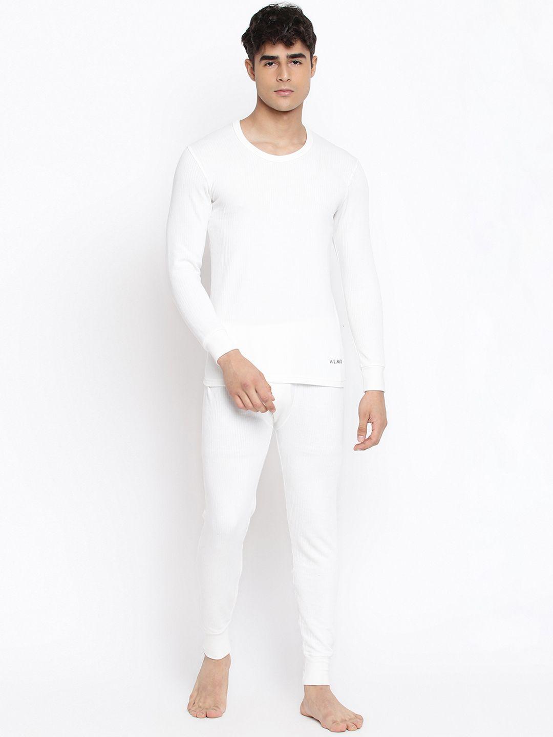 almo wear men white solid caldo ultra warm thermal set