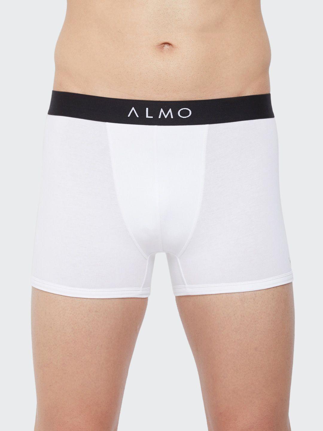 almo wear men white solid slim-fit organic cotton trunks [alfio-t-102-white]