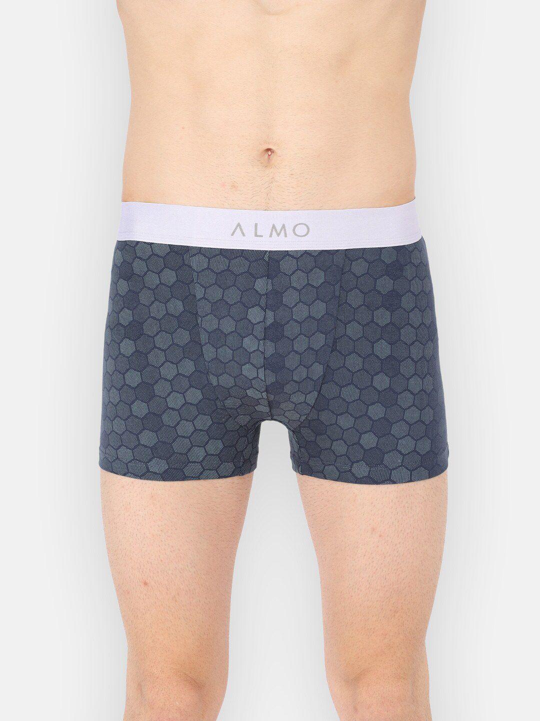 almo wear navy blue printed micromodal trunk - mm-t-04h09