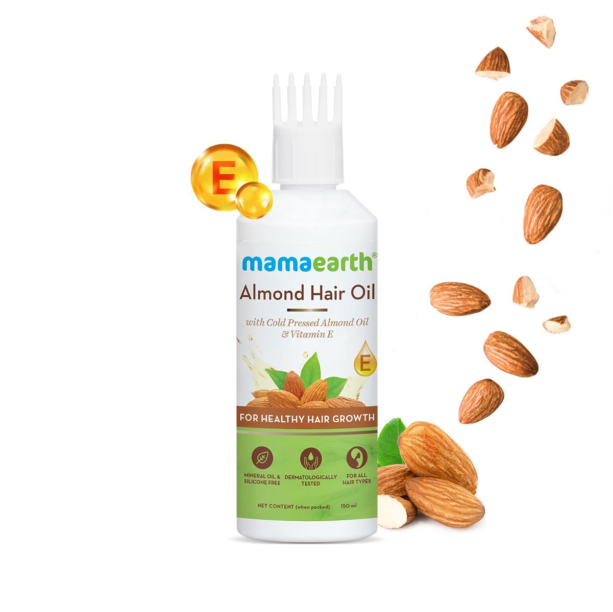 almond hair oil with cold pressed almond oil & vitamin e for healthy hair growth - 150 ml