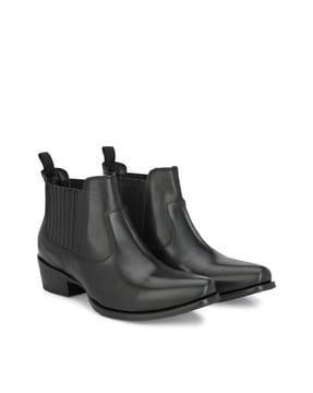 almond-toe ankle-length boots