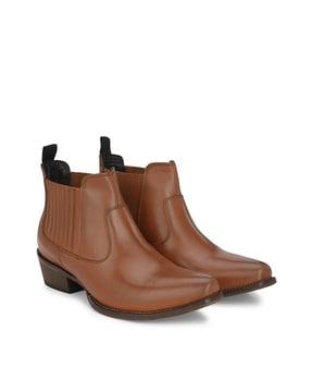 almond-toe ankle-length boots