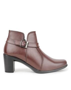 almond-toe ankle-length heeled boots