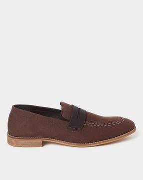 almond-toe suede formal loafers