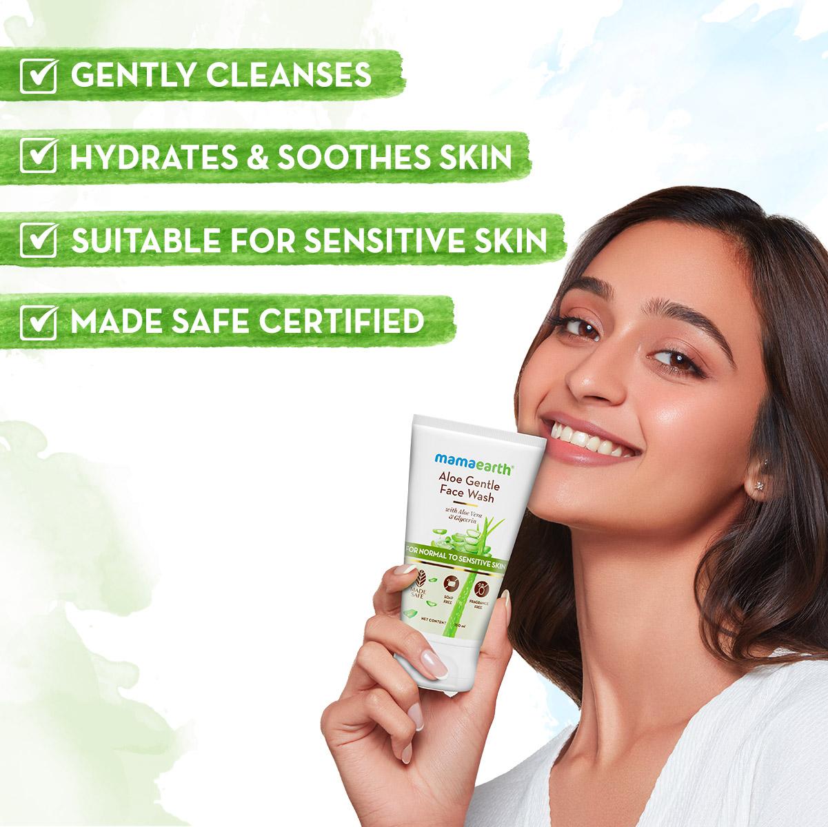 aloe gentle face wash with aloe vera & glycerin for normal to sensitive skin - 150 ml (pack of 2)