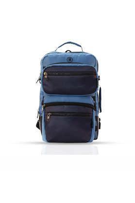 alpha polyester zipper closure casual backpack - blue