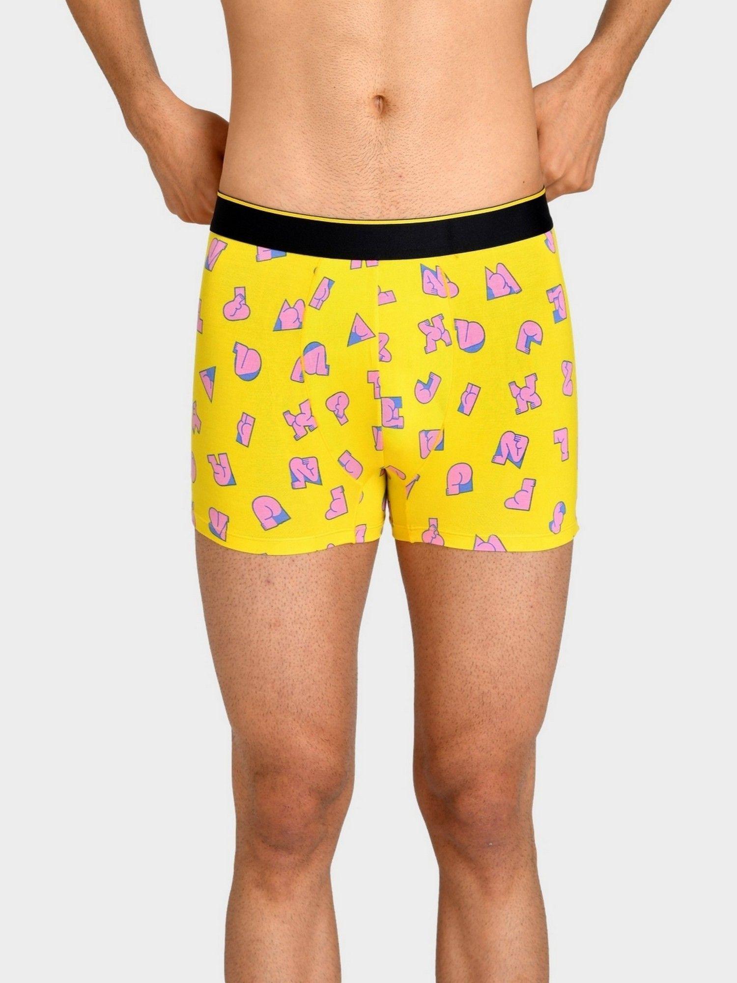 alphabutt yellow printed modal trunks for men
