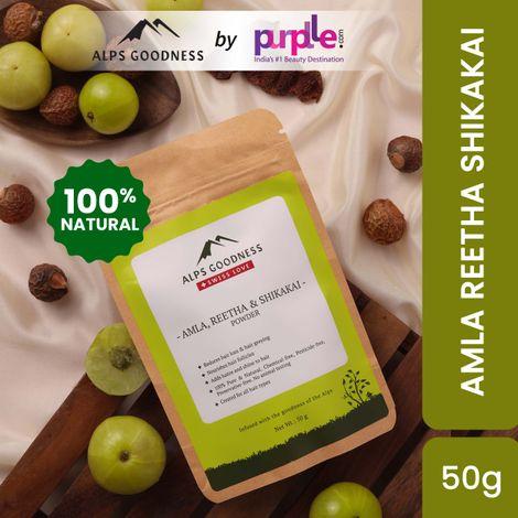 alps goodness amla reetha & shikakai(50 gm) | 100% natural powder | no chemicals, no preservatives, no pesticides | promotes hair growth| hair mask | strenghtens hair | for silky smooth hair