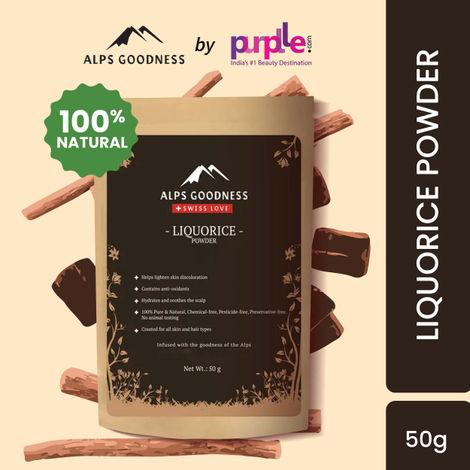 alps goodness powder - liquorice/ mulethi (50 g) | 100% natural powder | no chemicals, no preservatives, no pesticides | can be used for hair mask and face mask | de tan pack | tan removal pack | pack for hydrating and soothing scalp