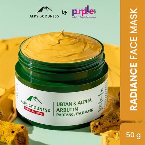 alps goodness ubtan & alpha arbutin radiance clay face mask (50gm) |paraben, sulphate, silicone, mineral oil free | tan removal |de tan