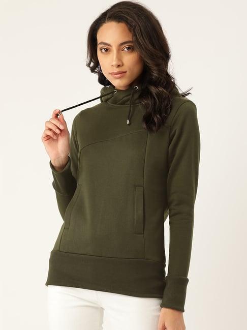 alsace lorraine paris olive fleece regular fit hoodie