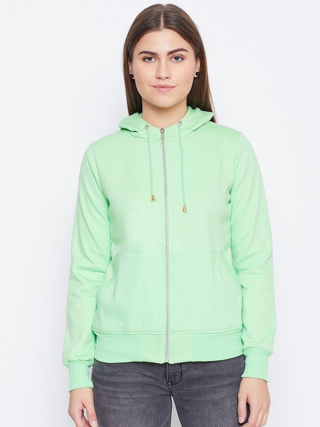 alsace lorraine paris women green solid hooded sweatshirt