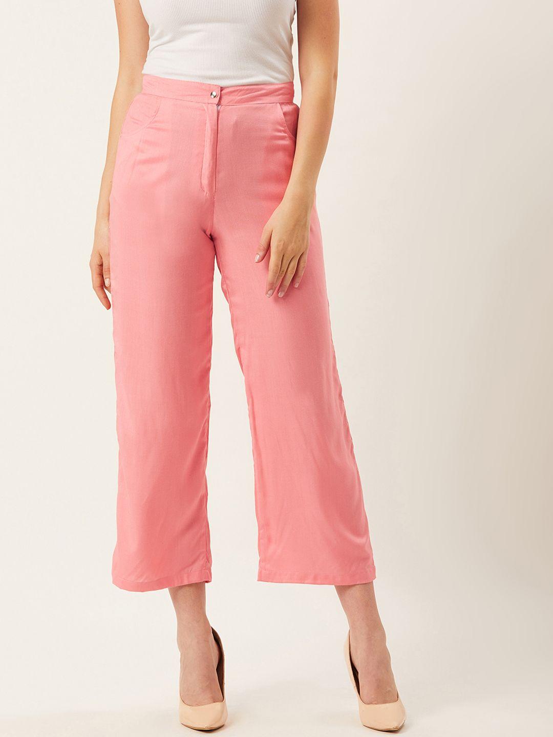 alsace lorraine paris women pink straight fit solid parallel trousers