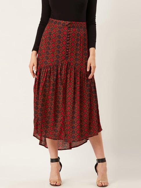 alsace lorraine paris brown printed a-line skirt