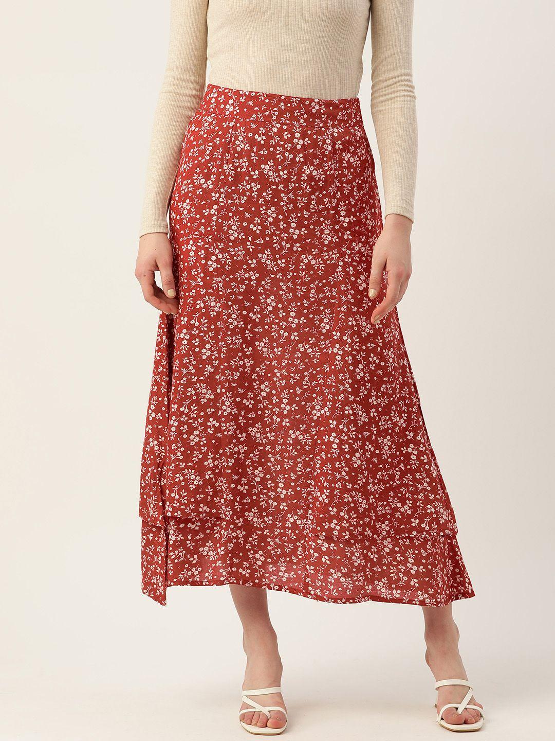 alsace lorraine paris floral printed a-line midi skirt