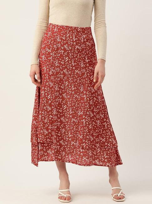 alsace lorraine paris maroon printed a-line skirt