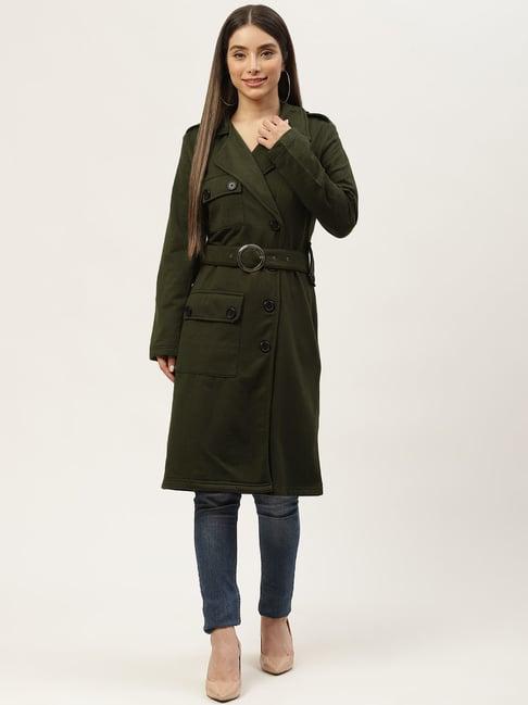 alsace lorraine paris olive fleece regular fit trench coat