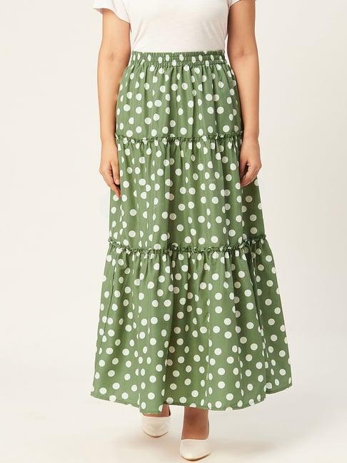 alsace lorraine paris olive green printed a-line skirt