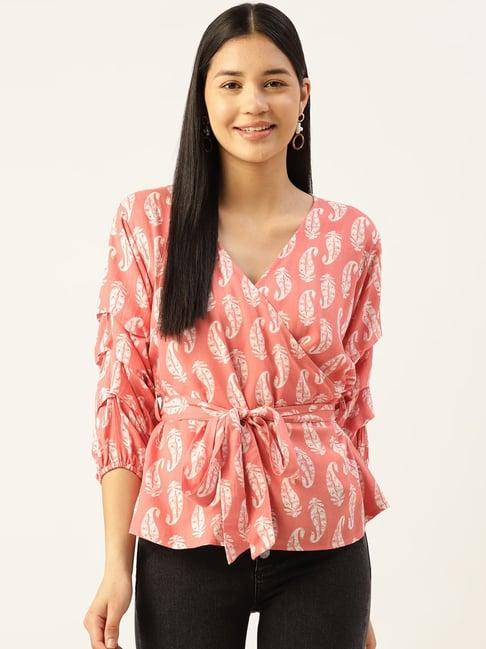 alsace lorraine paris peach printed top