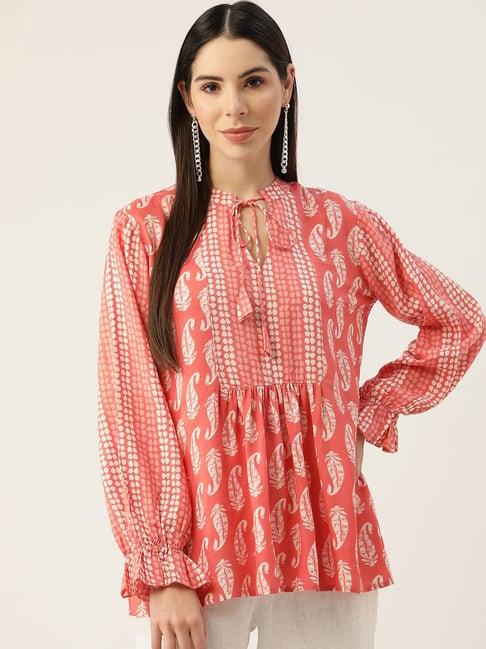 alsace lorraine paris peach printed top