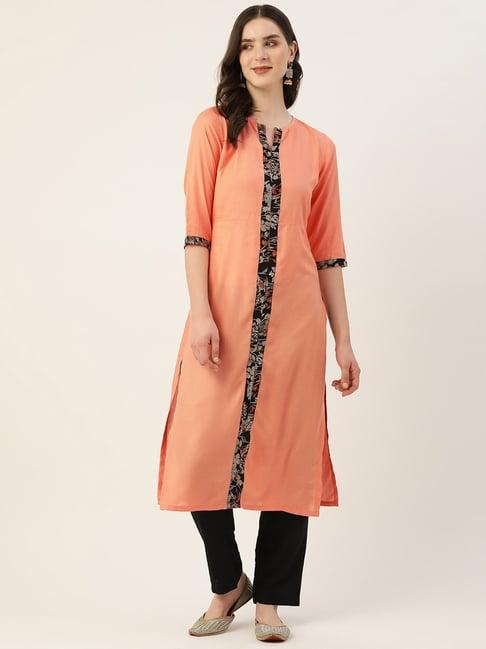 alsace lorraine paris peach straight kurta