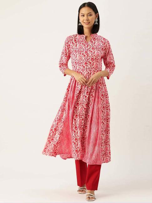 alsace lorraine paris pink printed a line kurta