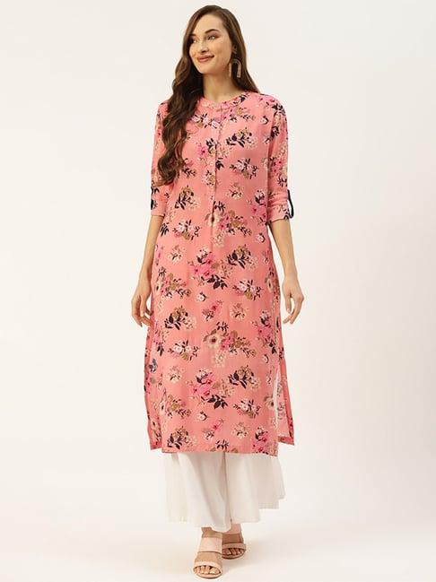 alsace lorraine paris pink printed straight kurta