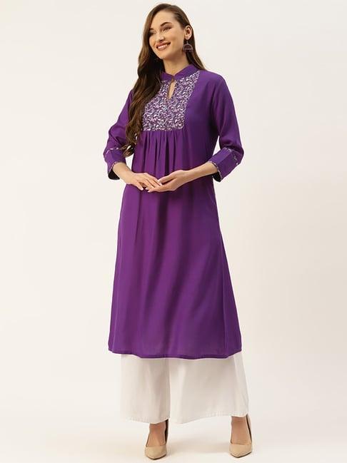 alsace lorraine paris purple printed a line kurta