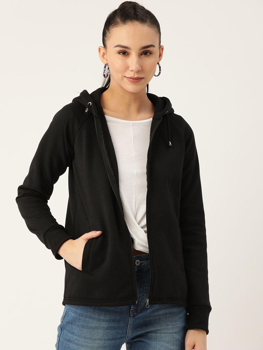 alsace lorraine paris women black solid hooded sweatshirt