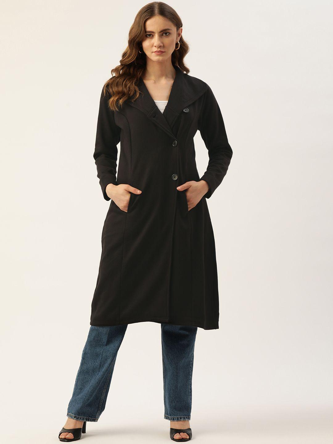 alsace lorraine paris women black solid longline overcoat